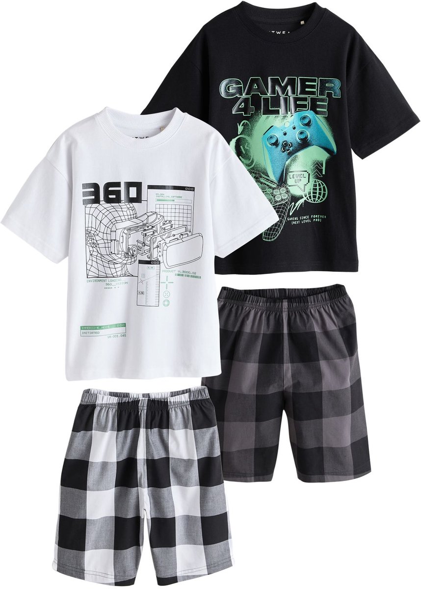 Next - Jongens - Set van 2 korte pyjama's - Zwart