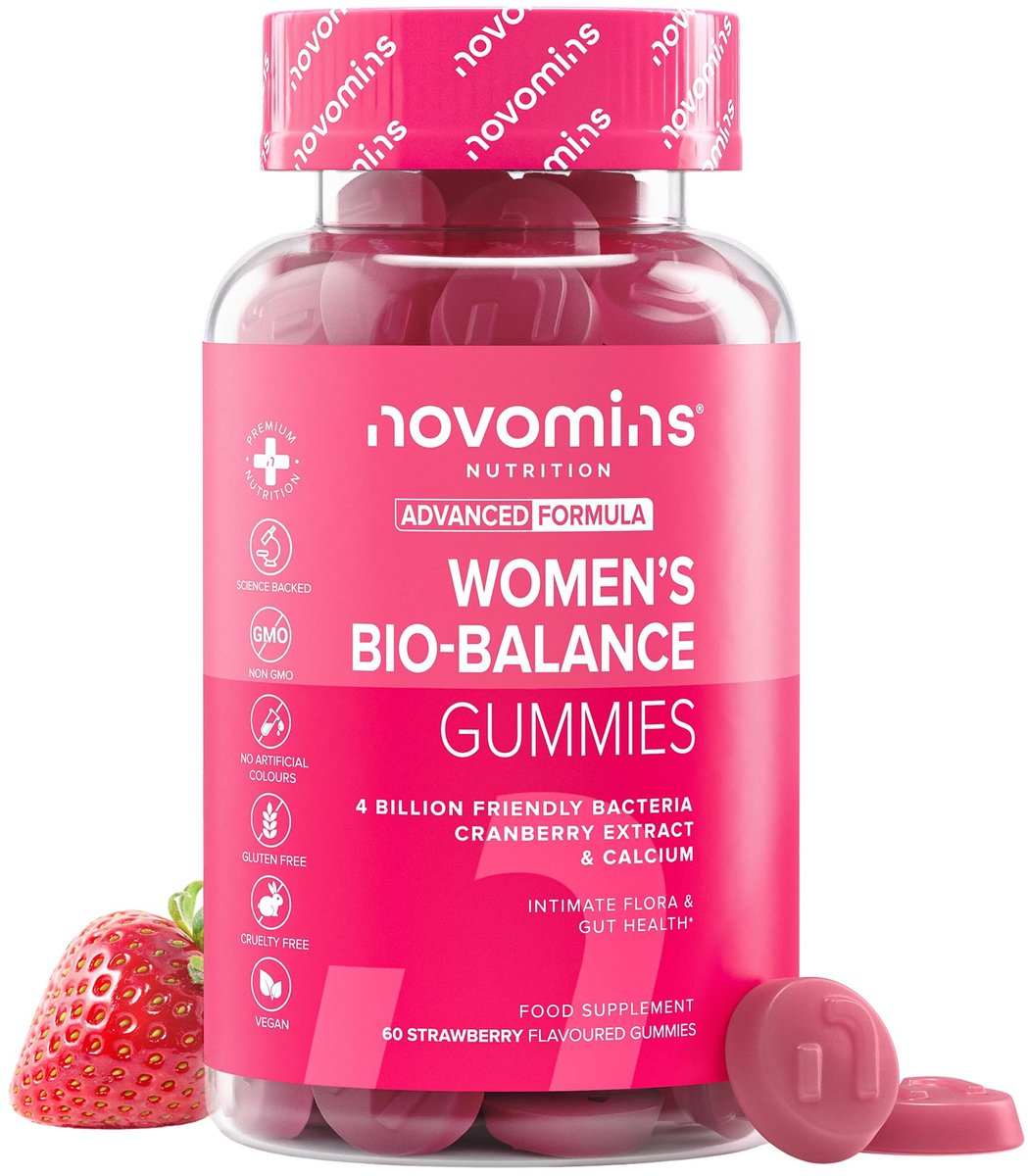 Bio-Balance voor Vrouwen - 3 Stammen Levende Culturen - 4 Miljard CFU met Calcium - 60 Gummies - Vegan - Halal - Novomins