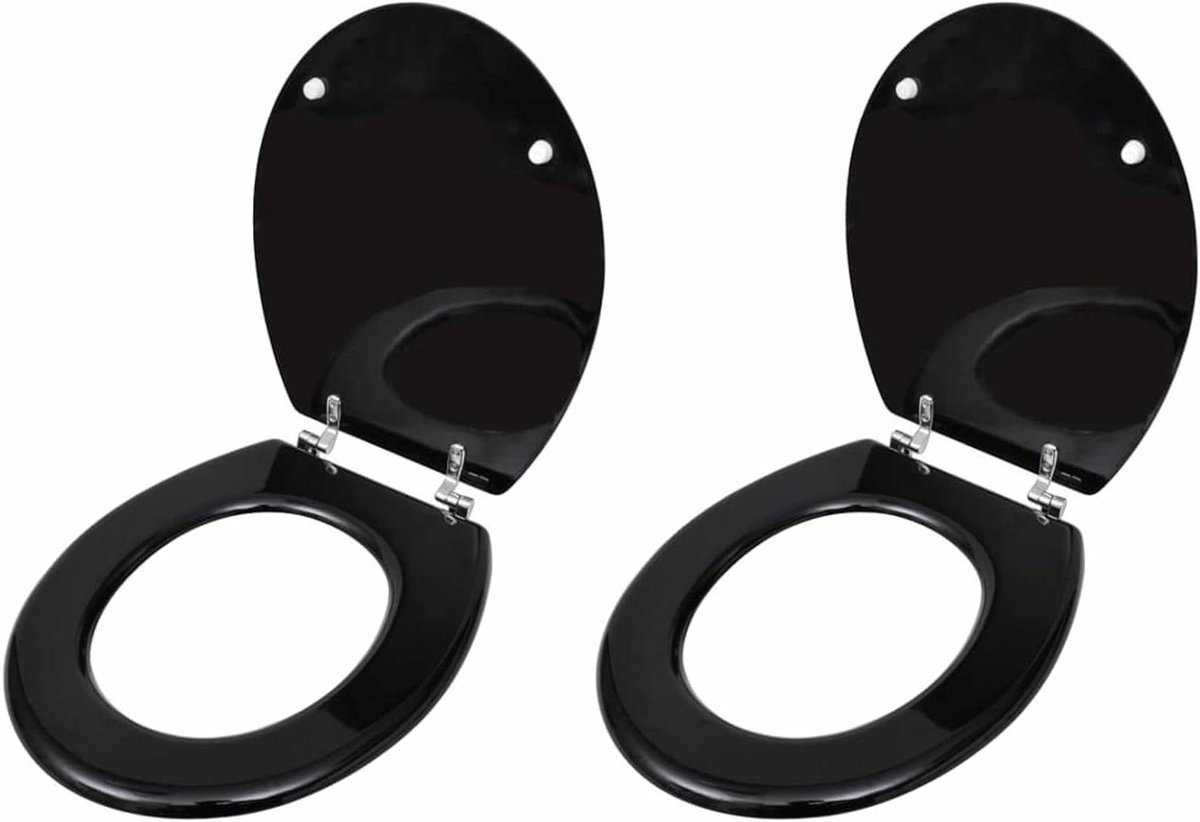 Toiletbril Set - WC-bril Deksel - Badkamer Vernieuwen - Universele Pasvorm - 2 stuks - Zwart