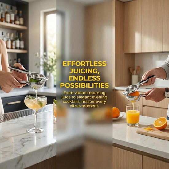 Handmatige Citruspers - Limoenpers Staal - Sap Maken - Ergonomisch Handvat - 7.5 cm - Zilver — afbeelding 4