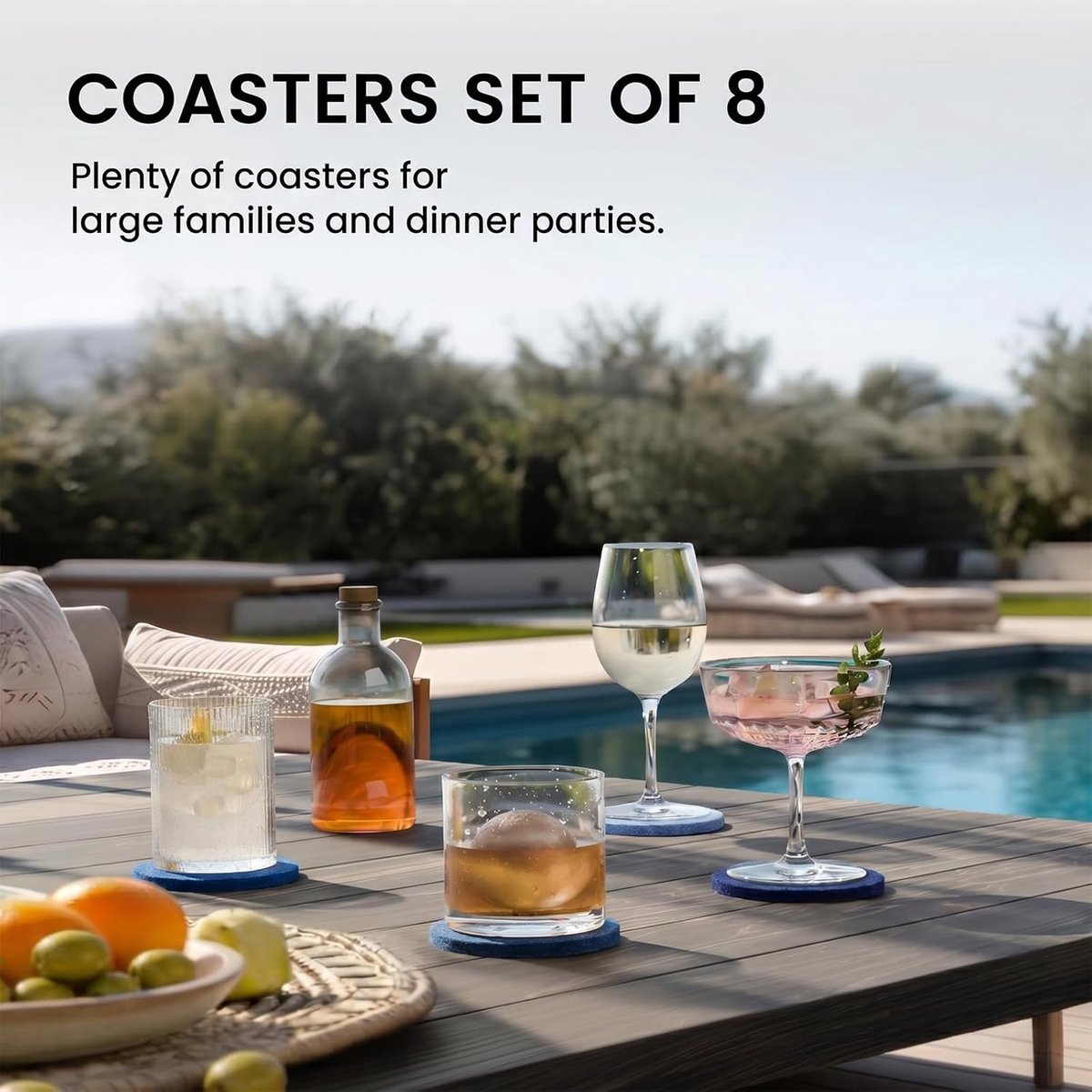 Vilt Onderzetters - Glas Onderzetters - Tafel Beschermen - Hittebestendig - 10 cm - Blauw