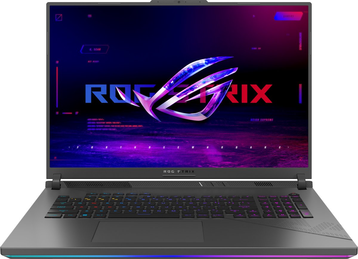 ASUS ROG Strix G18 G814PP-S9006W AMD Ryzen™ 9 8940HX Laptop 45,7 cm (18") WQXGA 16 GB DDR5-SDRAM 1 TB SSD NVIDIA GeForce RTX 5070 Laptop GPU Wi-Fi 6E (802.11ax) Windows 11 Home Nederlands Grijs