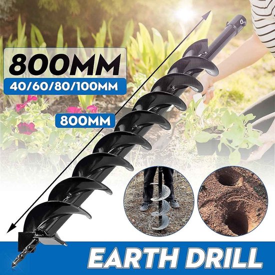 Grondboor - Aarde boor - Gaten boren - Dubbel blad ontwerp - 40mm diameter - Zilver — afbeelding 4