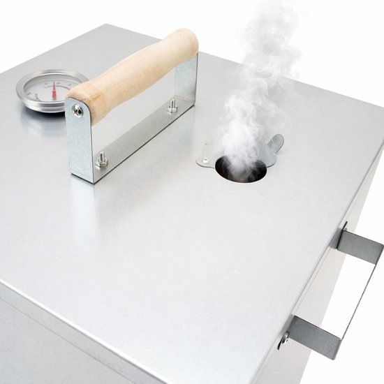 Eurocatch Telescopische Rookoven Vierkant 101 cm - Verzinkt Metalen Rookkast - Smoker voor Buiten met Thermometer en 10 Rookhaken - Extra Rookmot & Gasbrander voor eenvoudig aansteken van Eurocatch — afbeelding 4