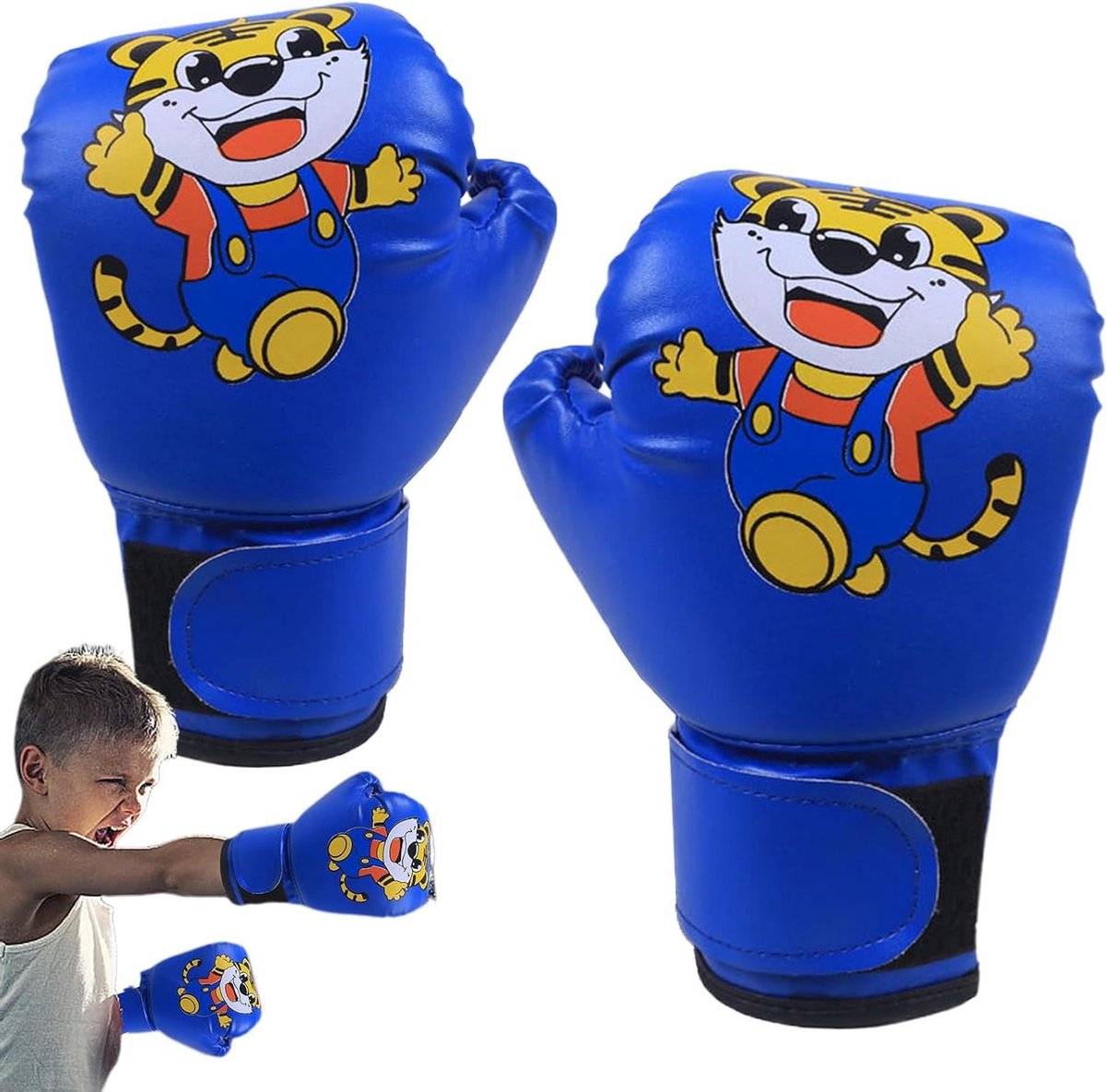 Kinder Bokshandschoenen - Sparring Handschoenen - Sport Training - Ergonomisch Ontworpen - 3-12 Jaar - Blauw