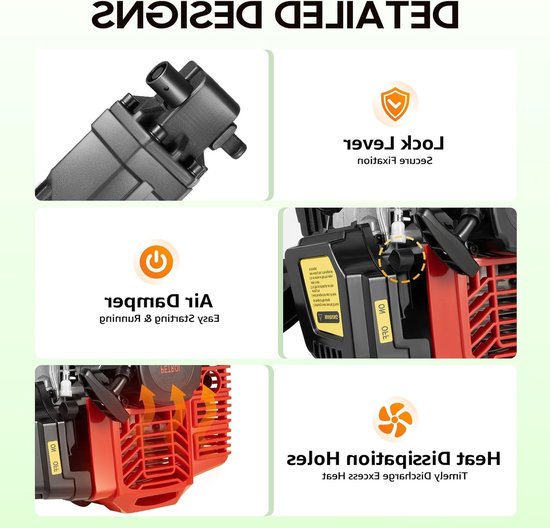 Grondboor - Tuin Graver - Bomen Plaatsen - Krachtige 2-takt motor - 52cc - Zwart — afbeelding 3