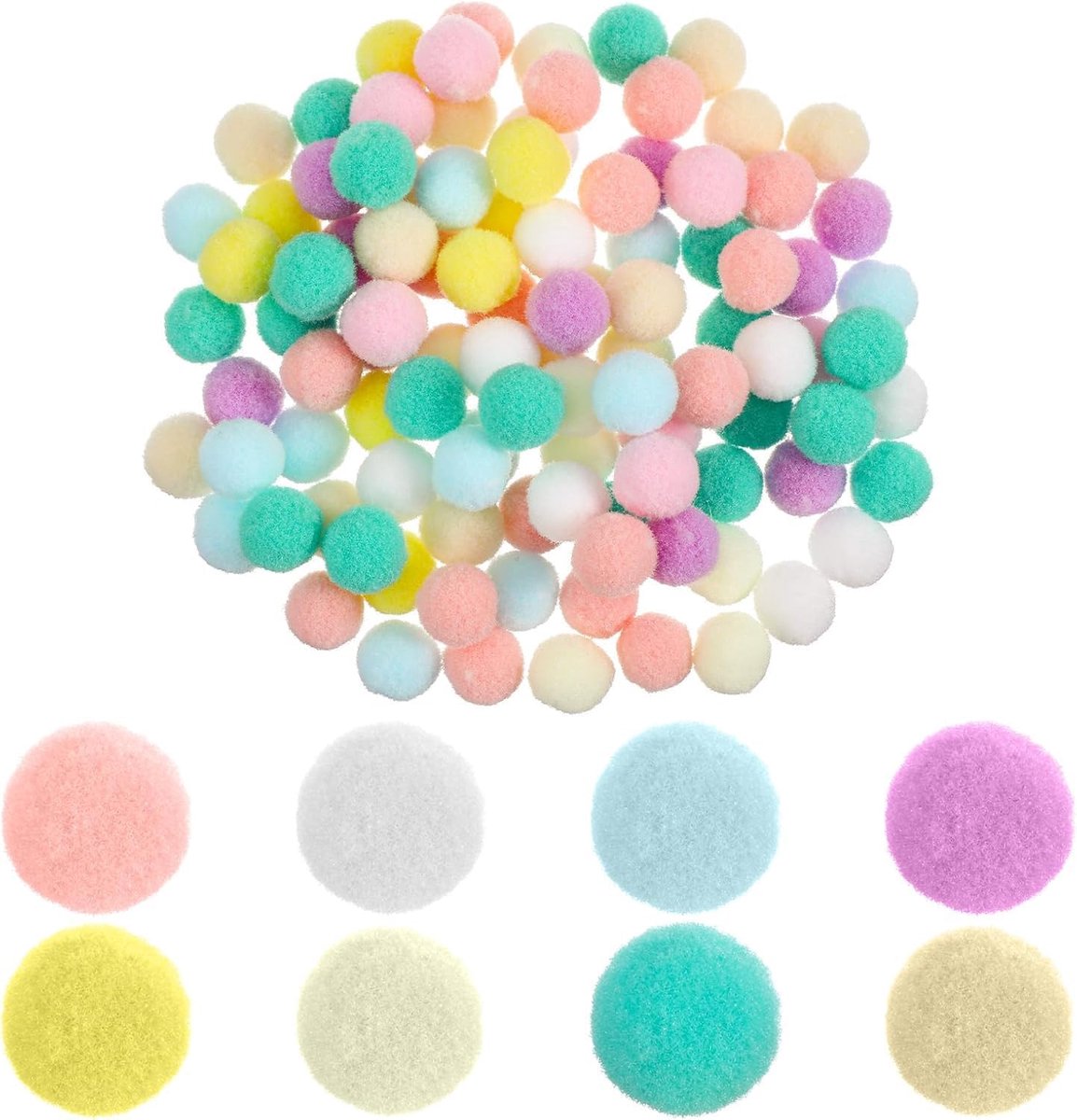 OLOEY 200 stuks kleurrijke pompons om te knutselen-15 mm-mini-pompons om te knutselen-mini-vilten ballen-meerkleurige pluizige ballen-viltballen-pompom voor handwerk-slingers-kwasten