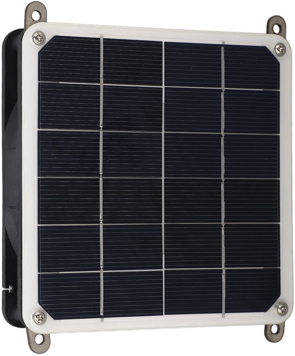 Solidchoice - Dailygoody - Solar Powered Afzuigventilator - Energiebesparend - Wit - Stille Ventilator - Geschikt voor Huisdieren en Broeikas - Ventilatorkit