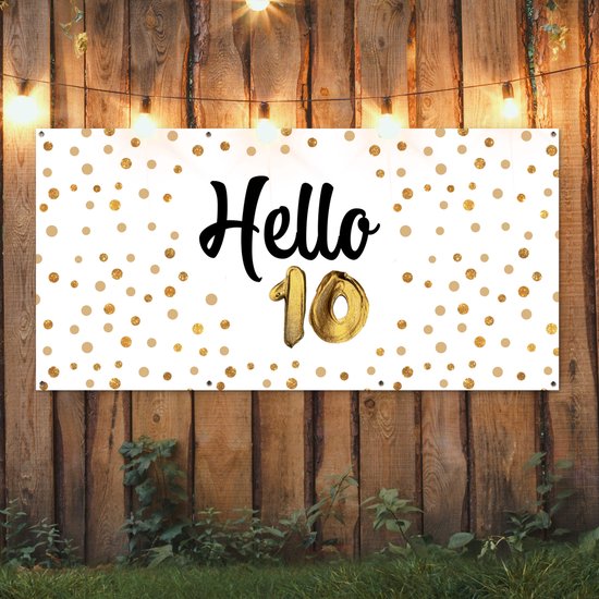 Affiche de clôture Jubilee - Or - 10 ans - 200x100 cm - Toile de jardin