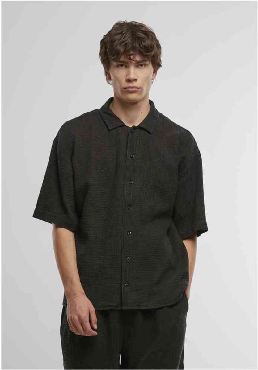 Urban Classics Acid Washed Musselin Overhemd S Zwart