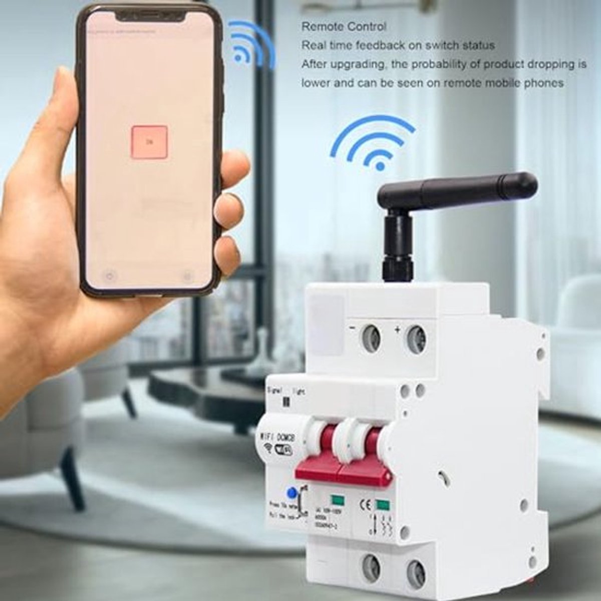 Slimme WiFi DC Aardlekschakelaar, 2P 100A APP Afstandsbediening met Beveiligingsslot, Spraakgestuurd, Slimme Miniatuur Aardlekschakelaar voor Huisautomatisering