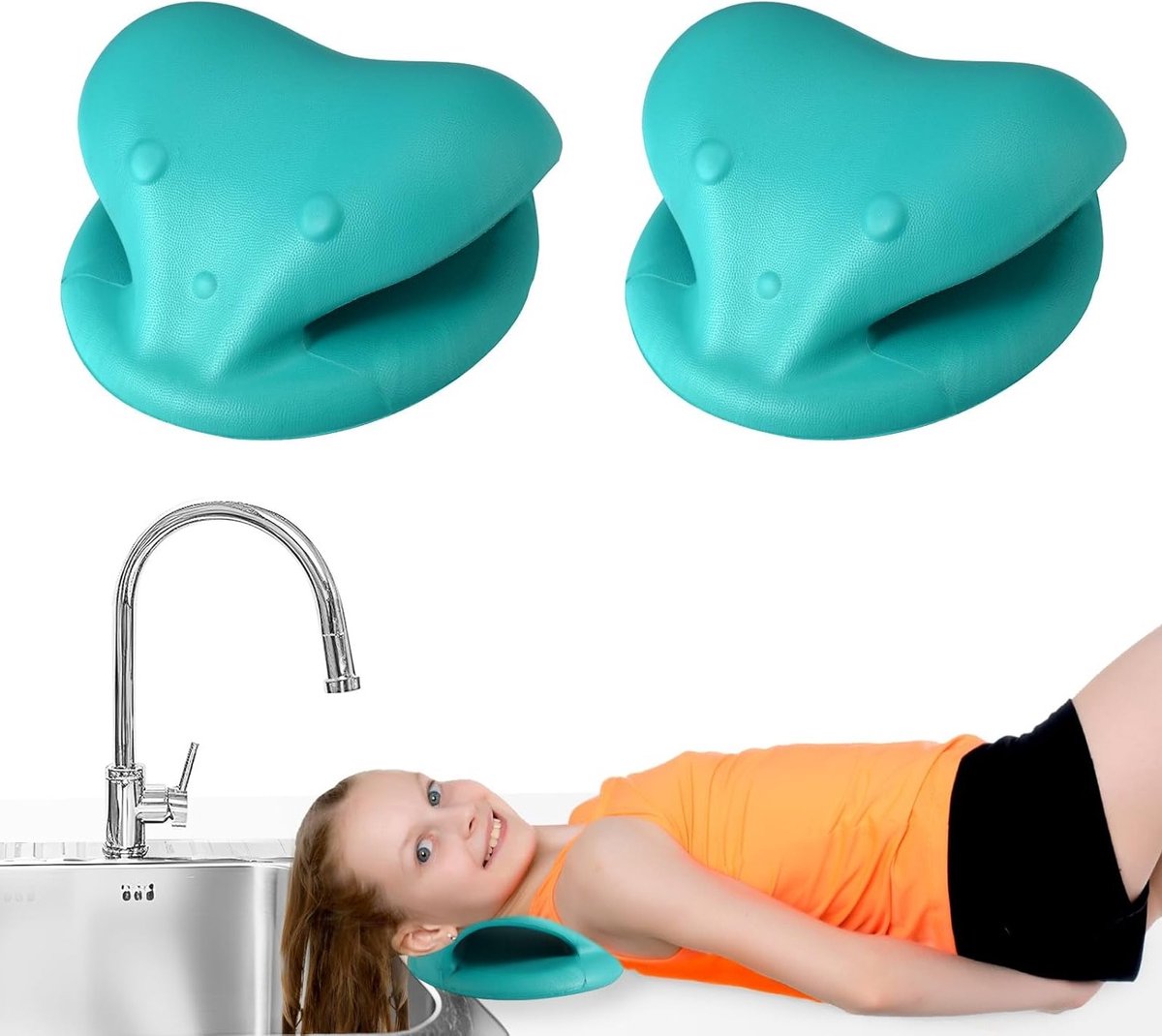 Ergonomisch Shampoo Station voor Kinderen en Volwassenen - 2 Stuks, Ideaal voor Thuisgebruik, Reis en Haarwassen met Comfortabele Nekkussens