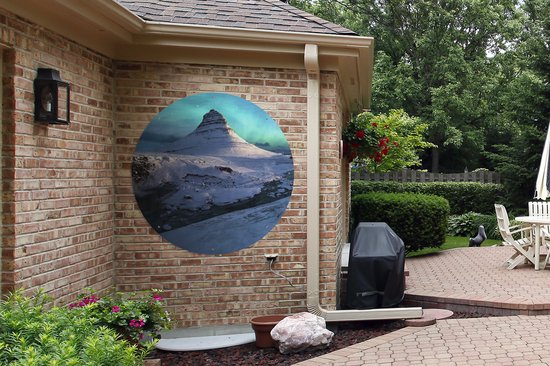 Garden Circle Islande - Berg - Neige - 120x120 cm - Affiche de Jardin Ronde - Extérieur - XXL