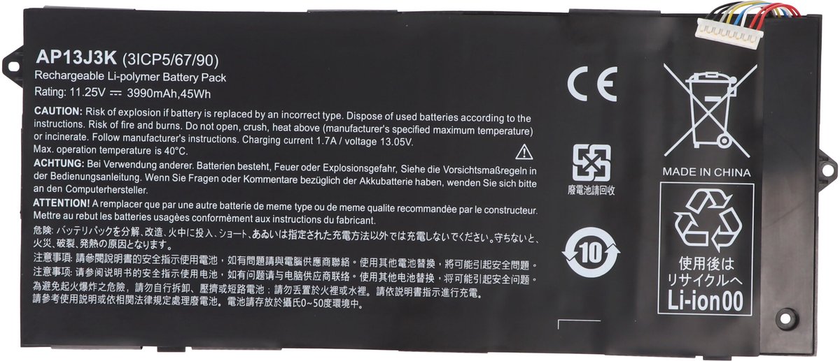 Accu geschikt voor ACER Chromebook 11 C720, C740, Li-Polymer, 11.4V, 3920mAh, 44.7Wh