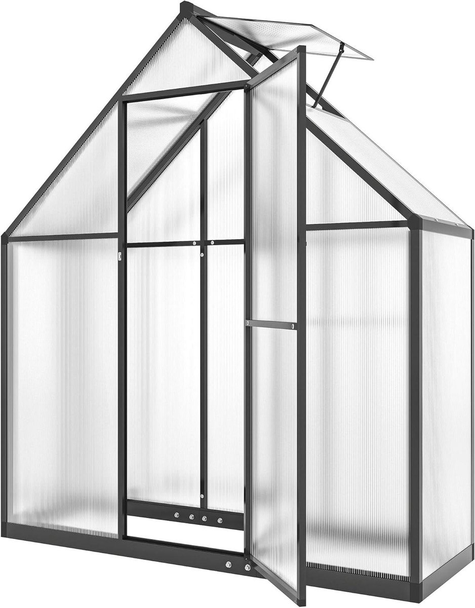 Broeikas Aluminium Polycarbonaat - Kweekkas Tuinkas - Planten Kweken - UV Bestendige Panel - 170 x 58 x 195 cm