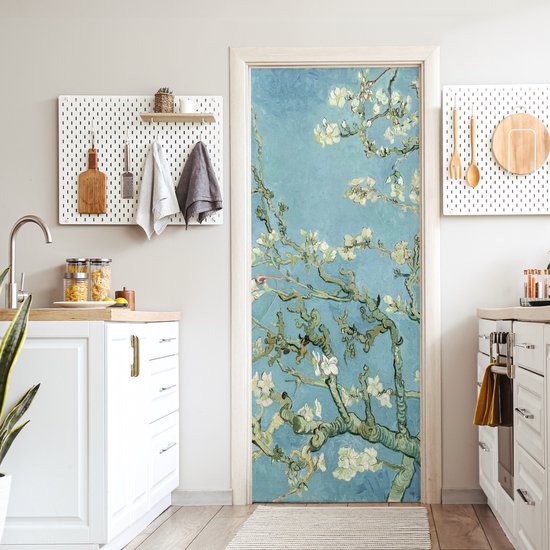 Affiche de porte fleur d'amandier - Van Gogh - Maîtres anciens - Art - Sticker de porte - Papier peint photo porte - Décoration de porte - Sticker autocollant - Décoration de chambre - 80x205 cm - Toilettes - Salle de bain - Salon