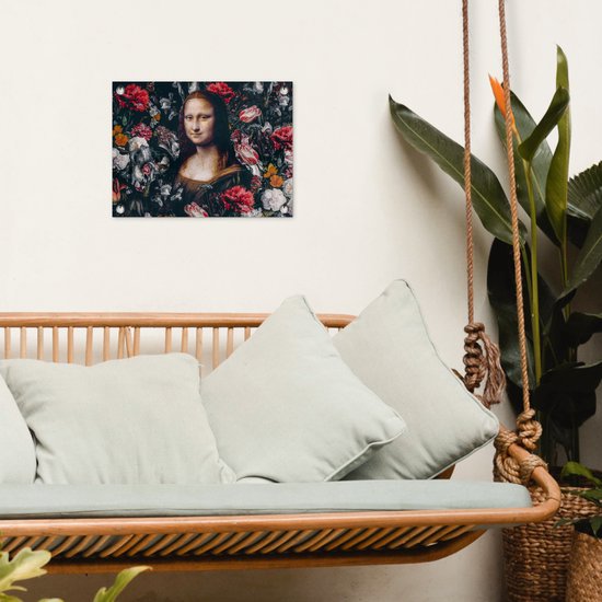 Décoration de Jardin Leonardo de Vinci - Mona Lisa - Fleurs - 40x30 cm - Toile de jardin - Affiche extérieure