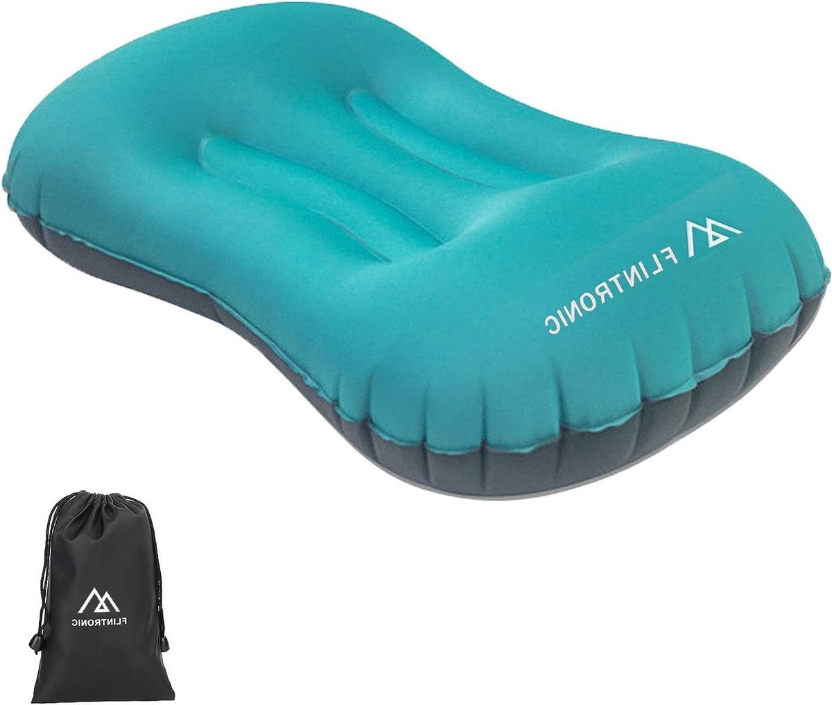 Ultralichte Opblaasbare Campingkussens voor Neksteun, Ergonomisch Reiskussen met Opbergtas en Lumbar Support - Ideaal voor Strand en Kamperen (Blauw)