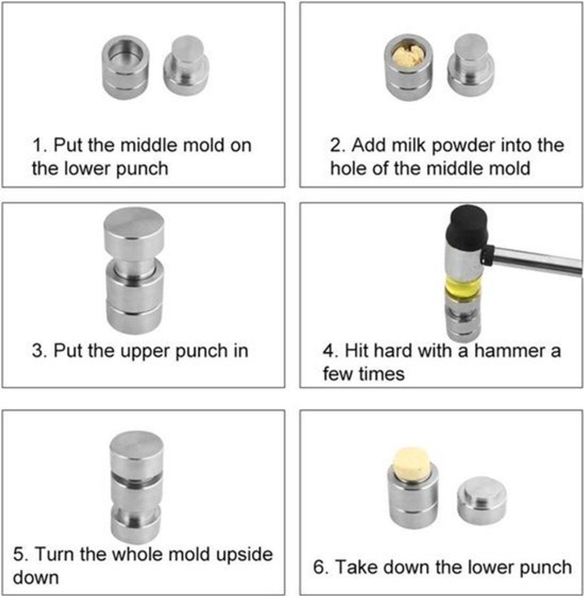 DIY Melk Tablet Persmachine met Mallen - Handgemaakte Poeder Druk Suiker Ponsen Set