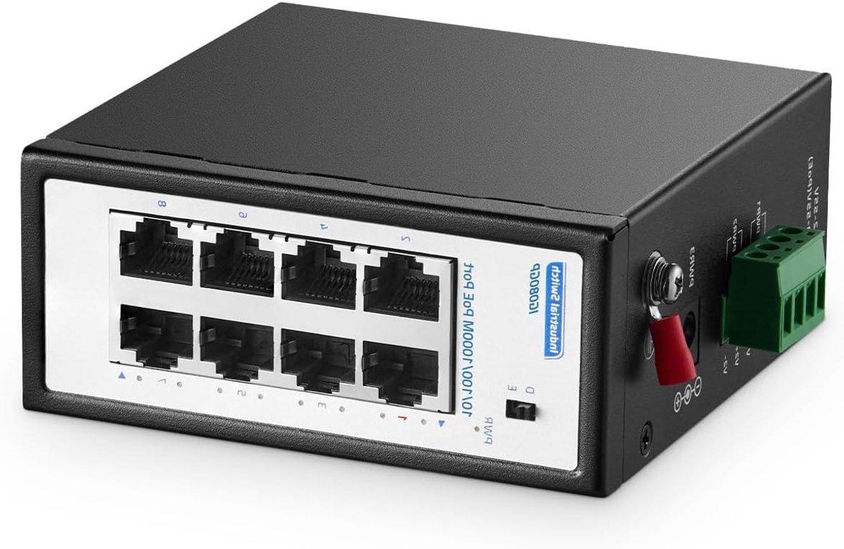 Industriële PoE Switch - Netwerk Switch Gigabit Switch - Netwerk Uitbreiden - 8 Poorten - 17x14x6 cm - Grijs