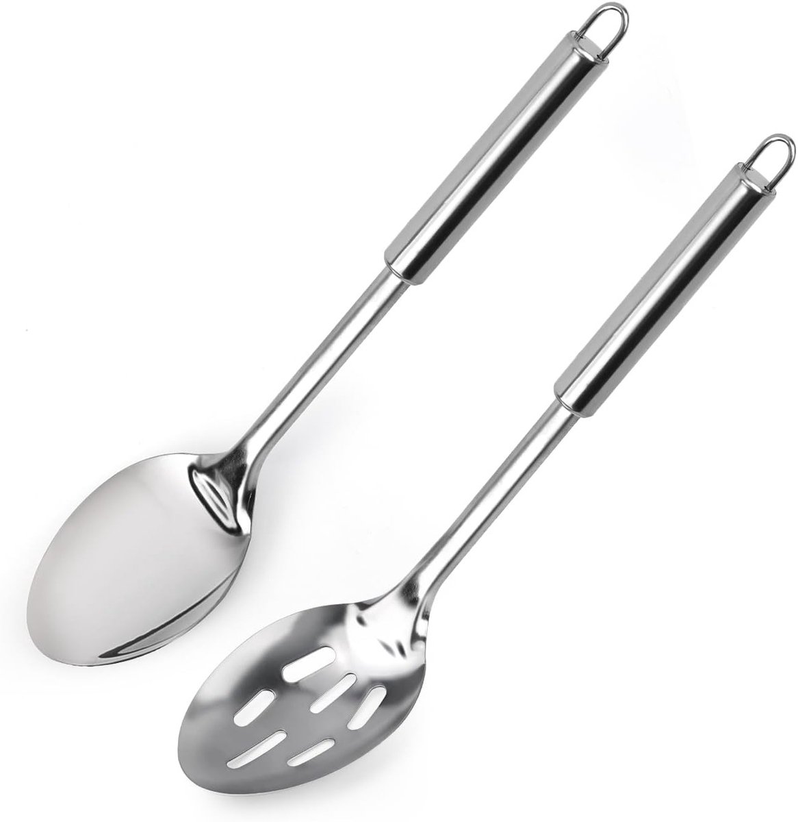Set van 2 RVS Kooklepels, Grote Serveerlepels voor Koken, Roeren en Mixen in de Keuken