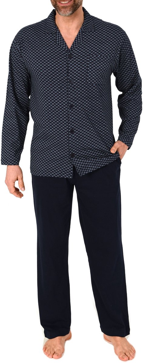 Herenpyjama met lange mouwen en doorknoopsluiting, ook in oversizes