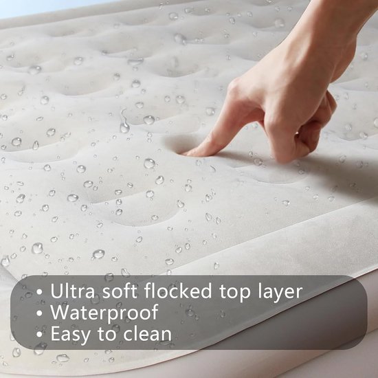 Opblaasbaar Luchtbed - Luchtmatras Kamperen - Logeerbed Thuis - Ingebouwde Elektrische Pomp - 198x152x40cm - Grijs — afbeelding 3