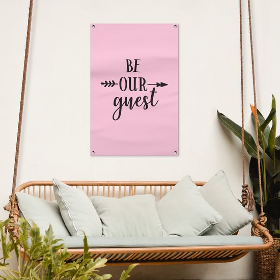 Posters de jardin extérieur Soyez notre invité - Citations - Proverbes - Bienvenue - Maison - 60x90 cm - Toile jardin - Affiche extérieur