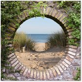 Affiche de jardin - Vue - Dunes - Été - Plage - Peinture de jardin - 100x100 cm - Jardin - Décoration de clôture - Toile de jardin