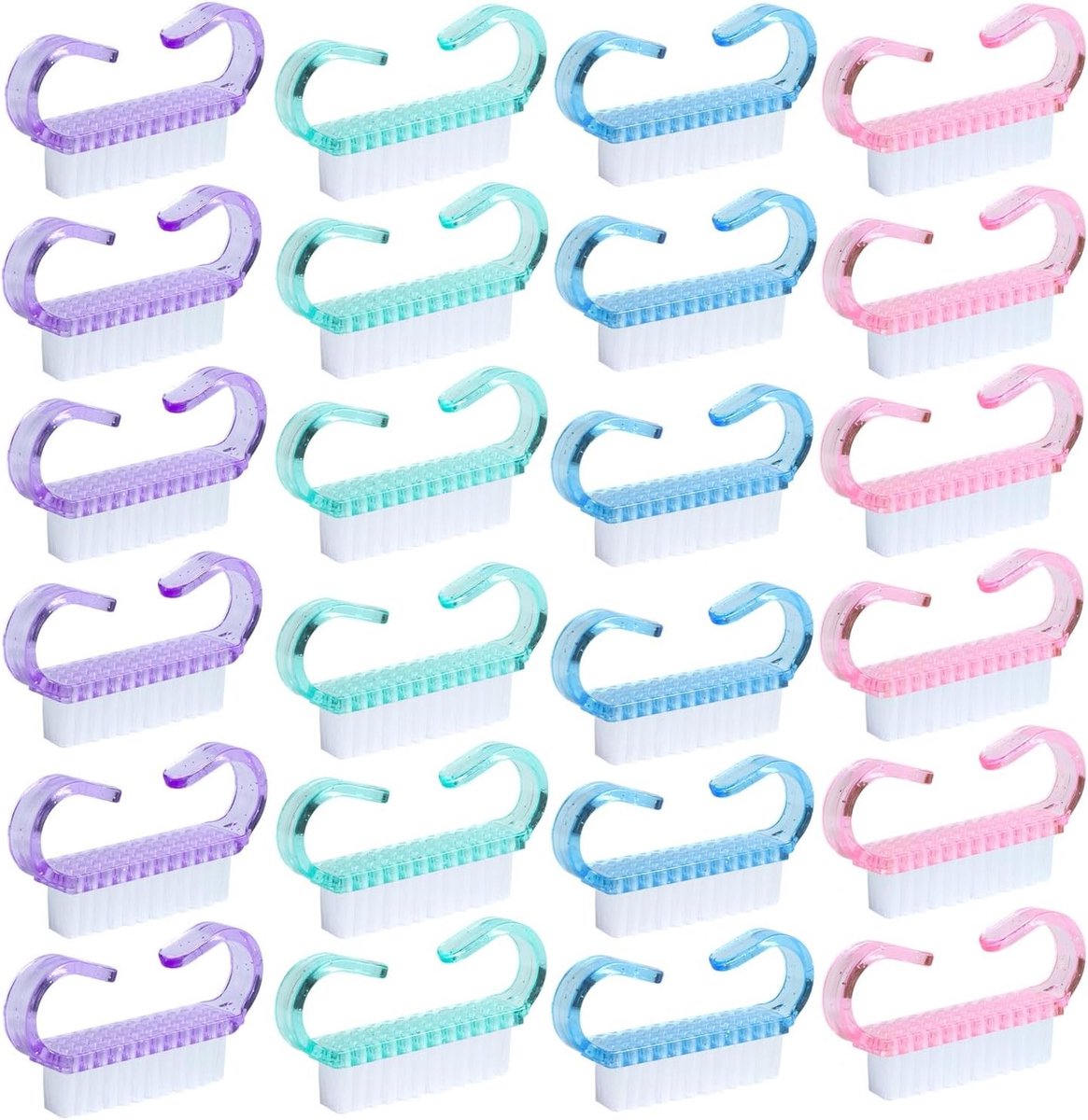 Set van 24 Nagelborstels voor Manicure en Nagelverzorging, Inclusief Handvat, Schoonmaakborstels voor Vingernagels, Stofborstel en Plastic Reinigingsborstels