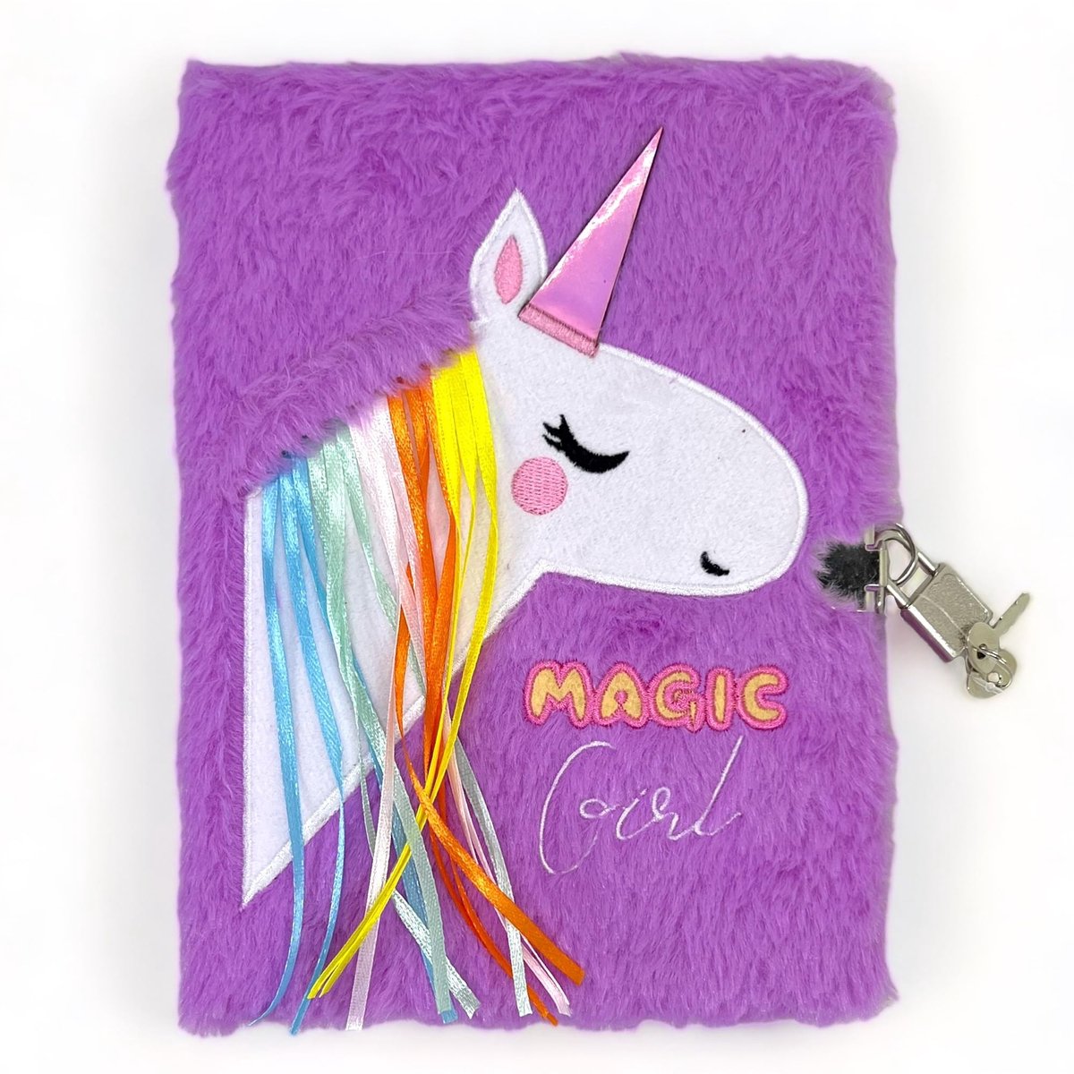 MIJOMA Cuddly Plush Notitieboek DIN A5 met Slot en Sleutels - Magic Girl