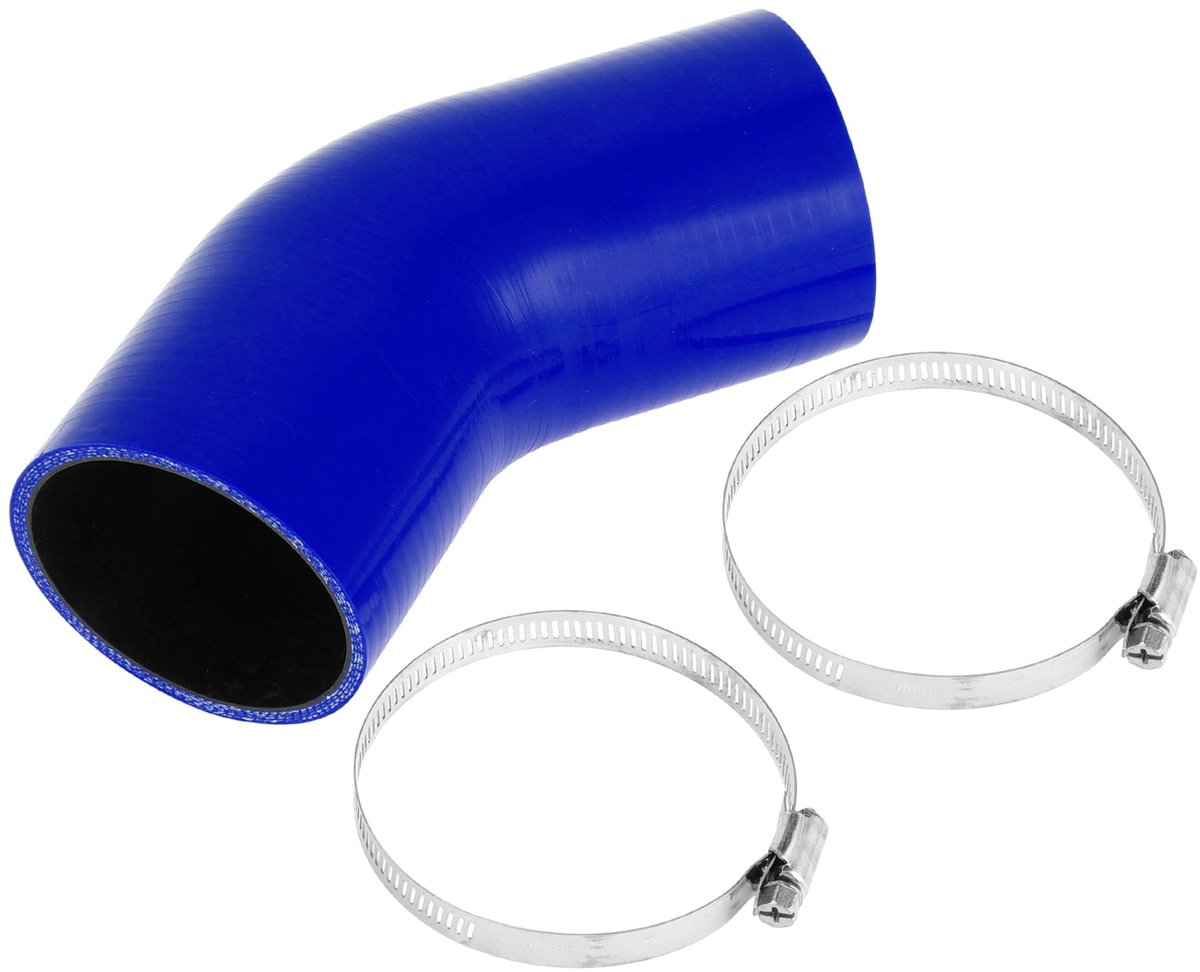 Dailygoods- Koelvloeistofslang Siliconen - 76 mm/2,99 inch ID - 102 mm/4,02 inch Lengte - 45° Bocht - Blauw/Zwart - Hoge Temperatuur Bestendig - Siliconenslang