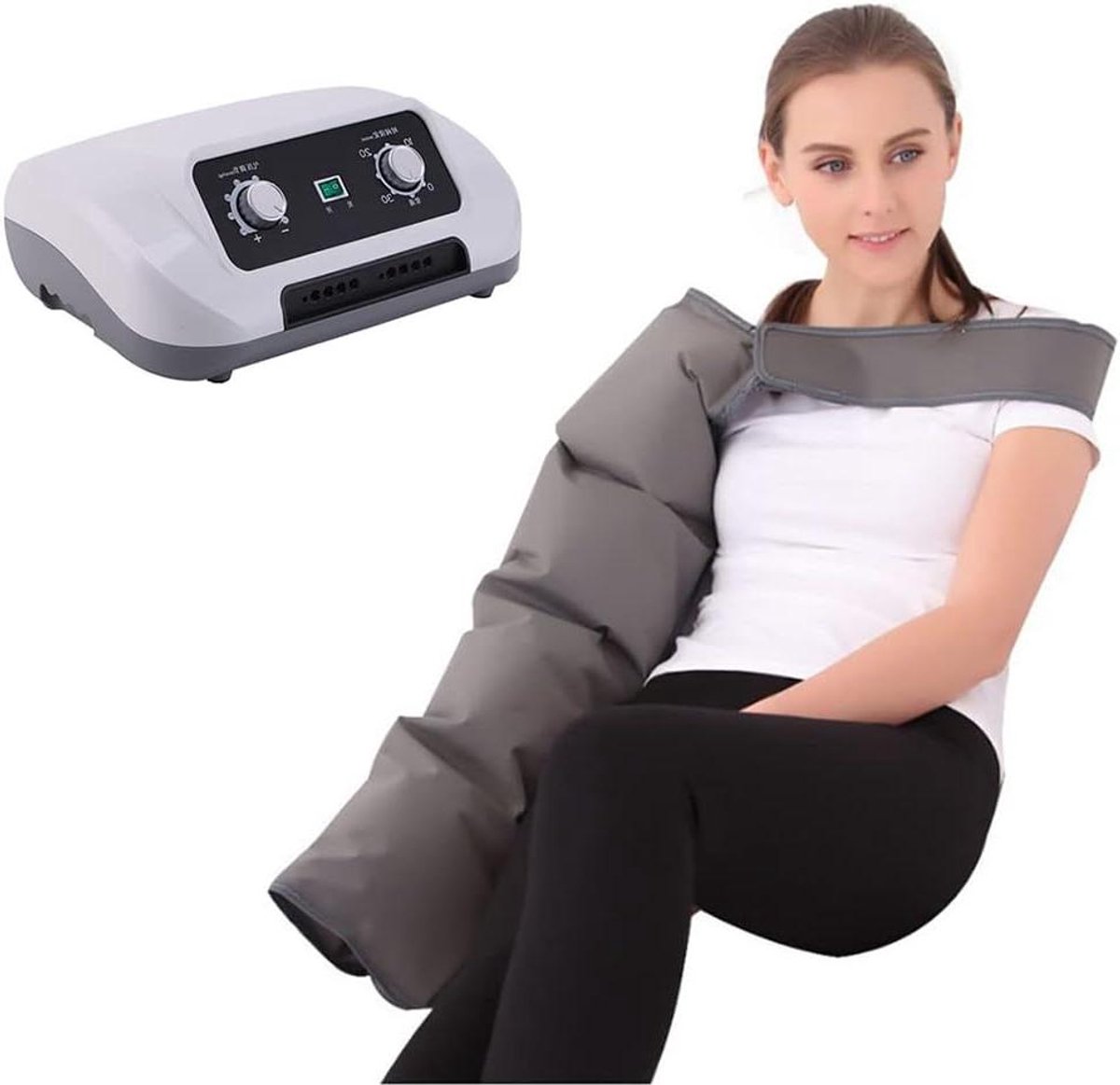 Luchtcompressiemassager - Lymfedrainage Machine - Spierontspanning Benen - Dynamisch Airbagsysteem - Instelbare Druk - Grijs