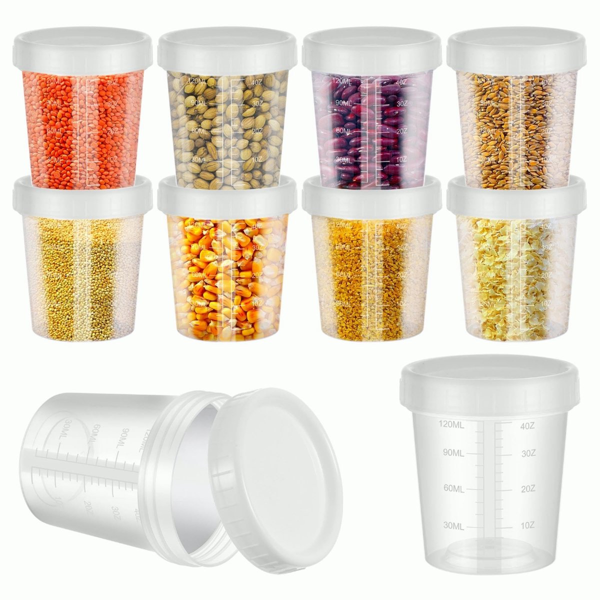 Dailygoods- Voedselcontainers 10 stuks - Herbruikbare Snackpotten - Lekvrije Sauscontainers - Transparant PP - 120 ml - Makkelijk mee te nemen - Snackpot