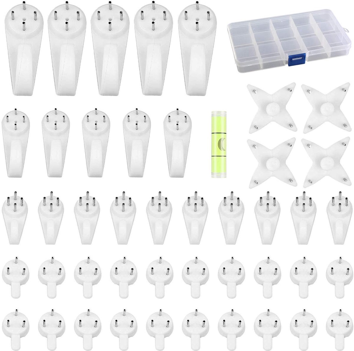 Dailygoods- Foto Haken Set 44 Stuks - Spijkerloze Wandhaken - Muur Haken voor Fotolijsten - Stevige Haken tot 6 kg - Eenvoudig te Installeren - Miniatuur Muurschade - Muurhaken