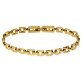 Lucardi - Dames Stainless steel goldplated schakelarmband voor dames - Armband - Staal - Goudkleurig - 17 cm