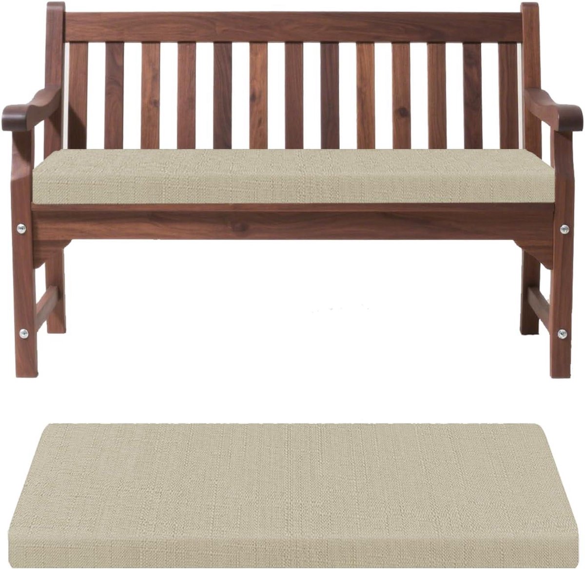 Tuinbankkussen - Zitkussen - Buiten Zitten - Antislip Grip - 120x60x5cm - Beige