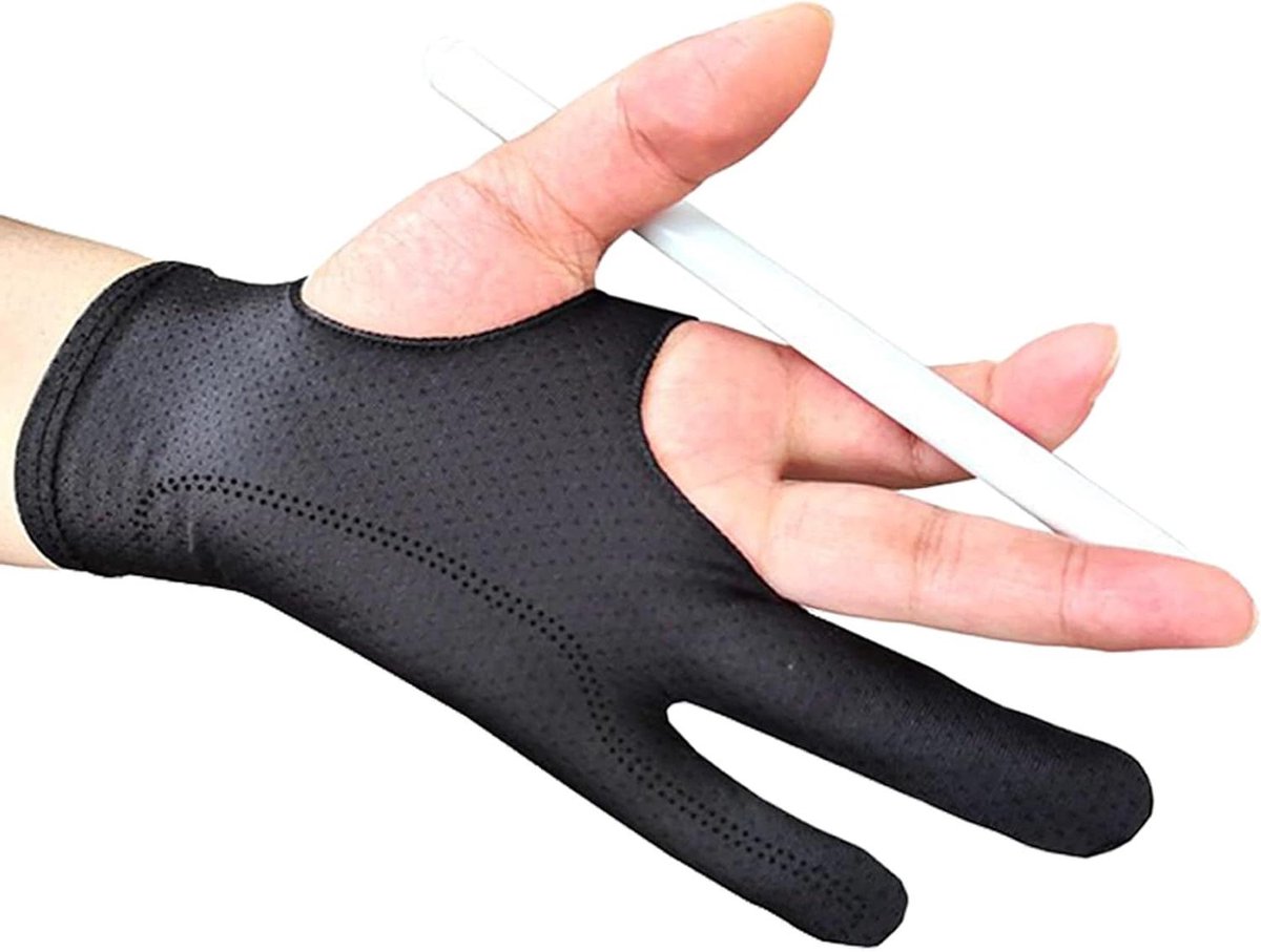 Tekentablet Handschoen - Artiesten Handschoen - Digitaal Tekenen - Vermindert Wrijving - 2 Stuks - Zwart