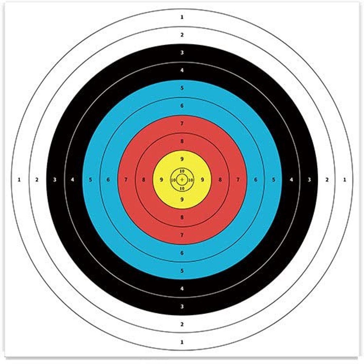 Dailygoods- Dartboard Papier 10 Stuks - 40 x 40 cm - Gecoat Papier - Schietdoelen - Schietoefeningen - Duidelijke Druk - Niet Breekbaar - Doelpapier