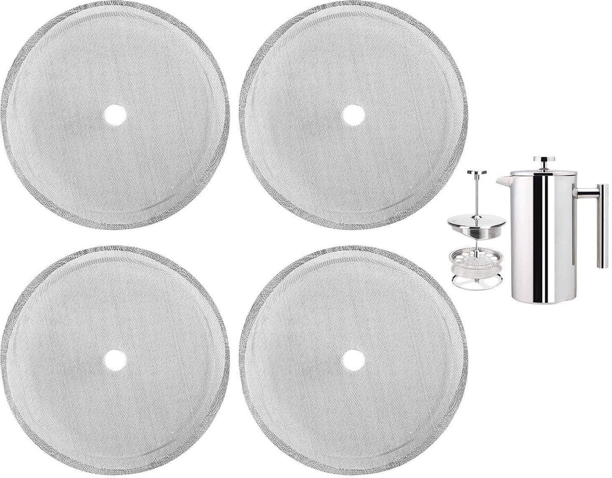 Dailygoods- Koffiezetfilter 4-delig - Herbruikbare Filter - Roestvrij Stalen Filter - Accessoires voor Koffiezetapparaat - Geschikt voor 1000 ml - Duurzaam en Milieuvriendelijk - Koffiefilter