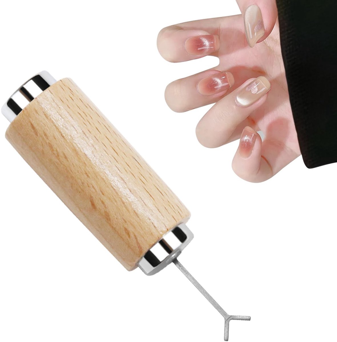 Dailygoods- Magneetstaaf Krachtige Magnetische Staaf - Kattenoogmagneet - Y-vormig IJzerdraad - Ergonomische Houten Handgreep - Draagbaar DIY-gereedschap - Nagelmagneten