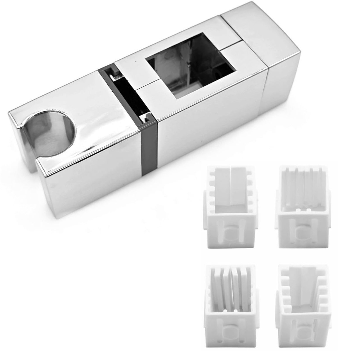 Dailygoods- Douchebeugel 360° Verstelbaar - Douchekophouder - Vervangende Accessoire - Geschikt voor 4 Railmaten - Zilver - Eenvoudig te Bevestigen