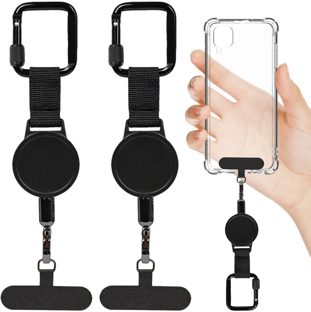 Dailygoods- Telefoonkoord Uittrekbaar - Telefoonkoord Diefstalbeveiliging - Telefoonkoord Outdoor - Telefoonkoord met Karabijnhaak - Telefoonkoord voor Wandelen/Skiën/Fietsen - Gewicht 92 gram - Telefoonbeveiliging