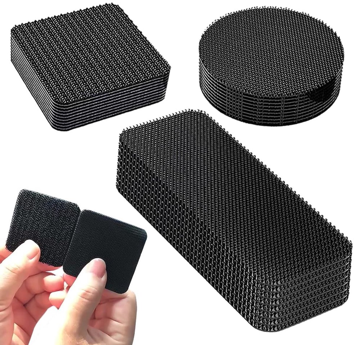 Dailygoods- Tapijtgrijpers 30 Stuks - Antislip - Onzichtbaar - Wasbaar - Herbruikbaar - Polyester - 5 x 5 cm / 3 x 10 cm - Tapijtstickers