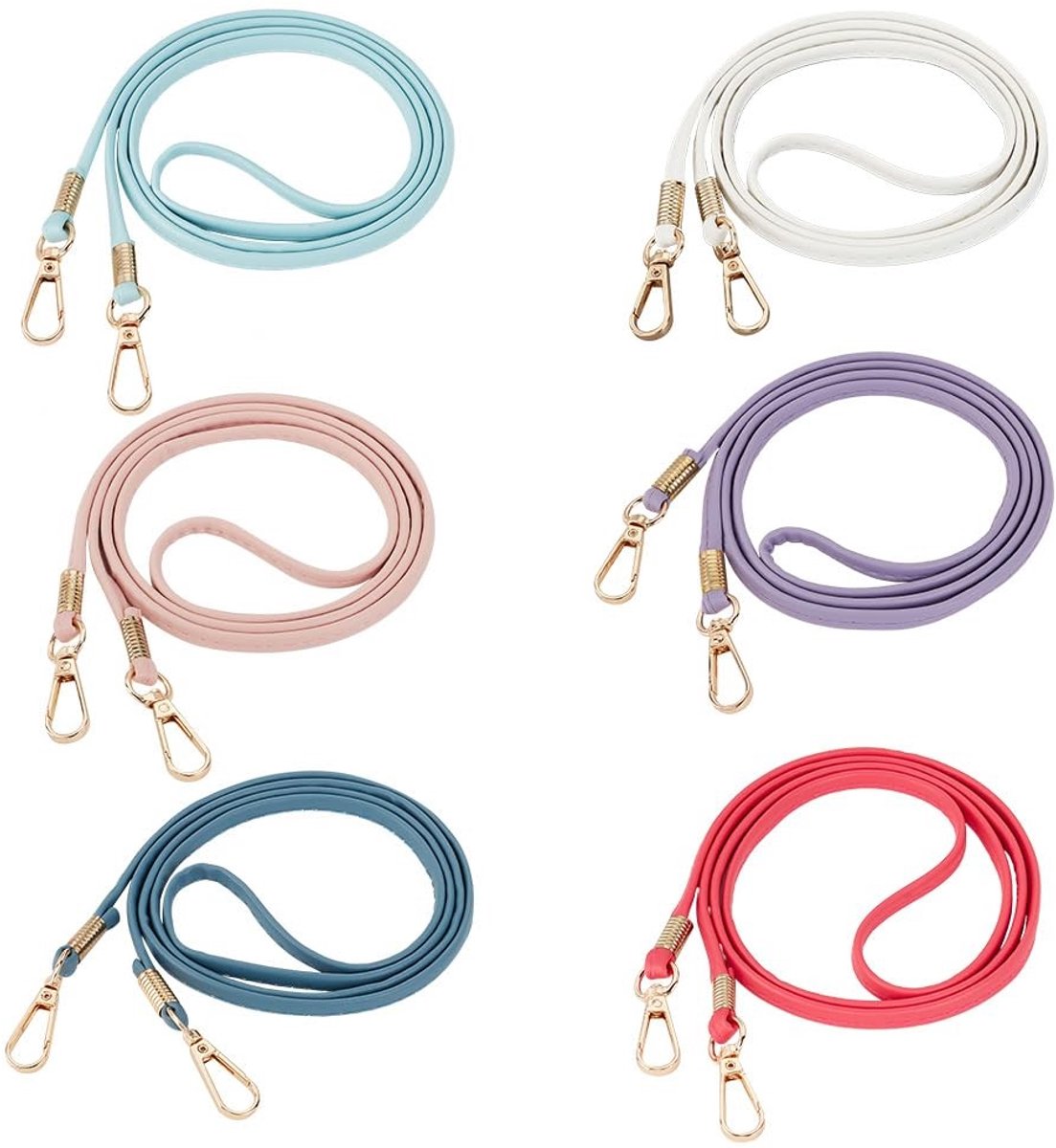 Dailygoods- Schouderriem 132 cm - Zacht Kunstleer - Dunne Band 8 mm - Karabijnsluiting - Vervangende Ketting - Glanzend en Kleurvol - Tasriem
