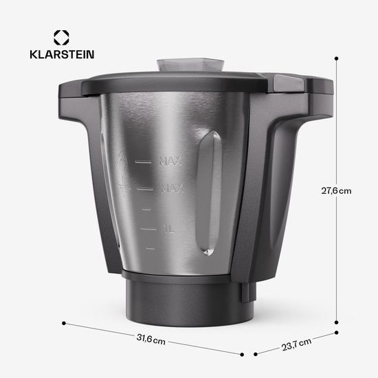 Klarstein Keramik Rührschüssel voor Küchenmaschine, Universalküchenmaschinen Schüssel, 1700W Küchenmaschinen, 4 in 1 Rührgeräte & Mixer, 4,7 Liter Schüssel voor Teigmaschine met Fleischwolf - geschikt voor thuisfitness en sportschoolgebruik, duurzame van Klarstein — afbeelding 4