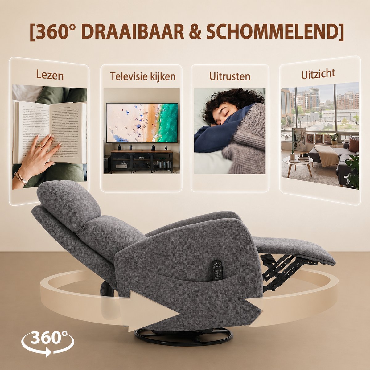 Smart-Elite Massagestoel Donkergrijs met Armleuning - afbeelding 2