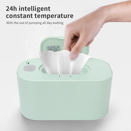 Baby Doekjes Warmer - Verwarmer Dispenser - Comfortabel Luiers - Constante Temperatuur - 80 Doekjes Capaciteit - Groen — afbeelding 3
