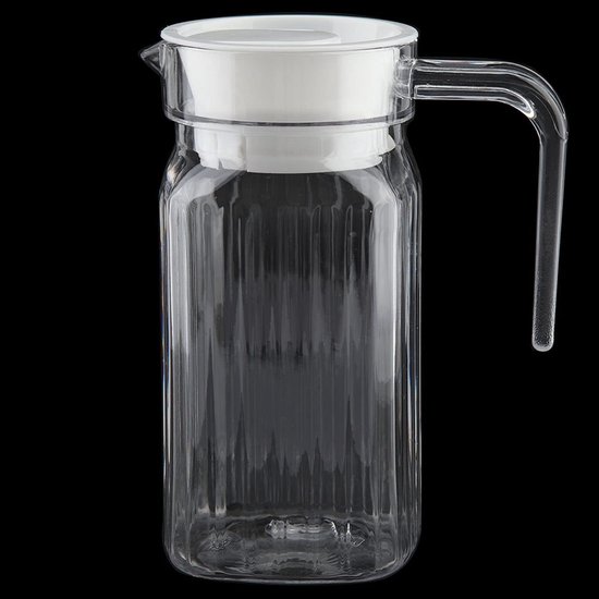 Dailygoods- Drinkkan met Deksel - Plastic Kan - Acryl Fles - Geribbelde Drinkkan - Transparante Kan - Geschikt voor Koelkast - Waterkan van Dailygoods — afbeelding 5