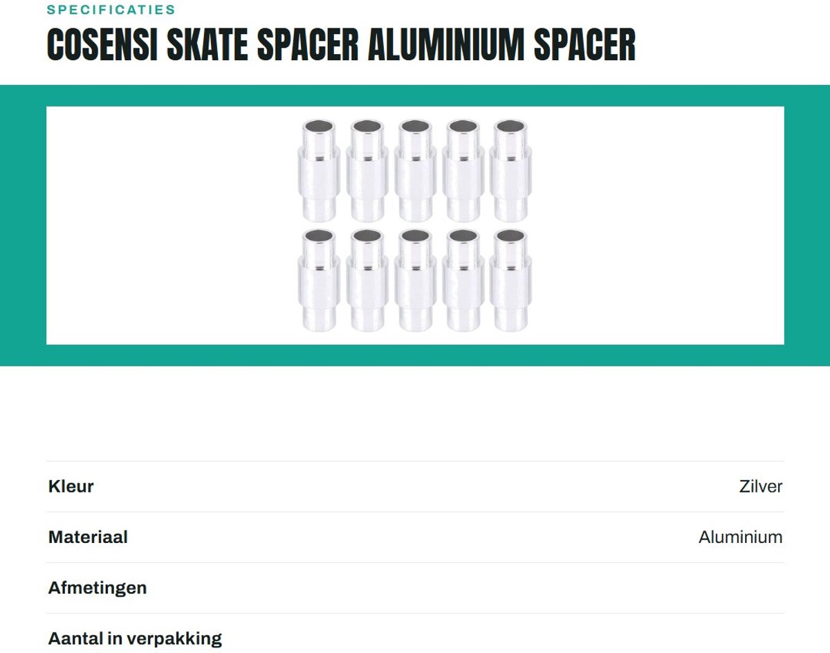 Dailygoods- Skate Spacer set van 10 - Aluminiumlegering - Afstandhouders voor lagers - Geschikt voor 8/6 mm - Soepelere beweging - Duurzaam materiaal